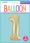 CHAMPAGNE GOLD "1" NUMERAL FOIL BALLOON 86CM (34")